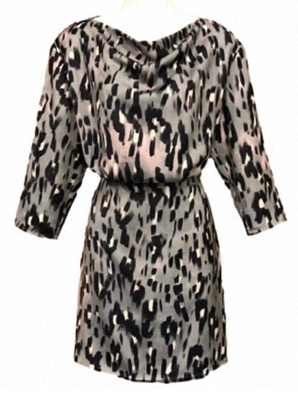 anthropologie Reiss Lotta Leopard satin drape mini dress Size 6